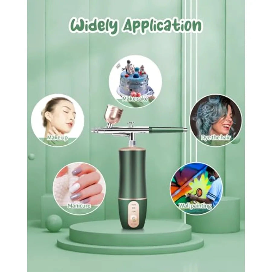 Rechargeable Portable Cordless Airbrush Kit with Compressor for Nail Art Makeup Application Fine Painting and Cake Decoration V