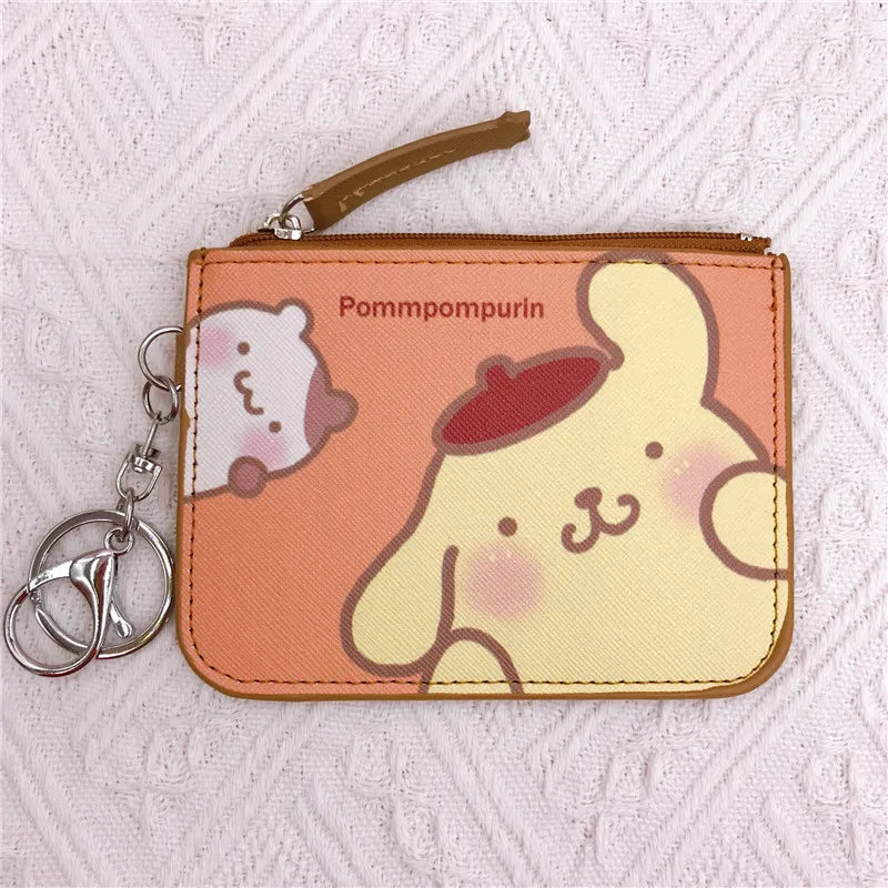 Sanrio Kurumi Little White Dog Pudding Dog Gemini Star Long Eared Rabbit Leather Card Set Wallet with Keychain Pendant