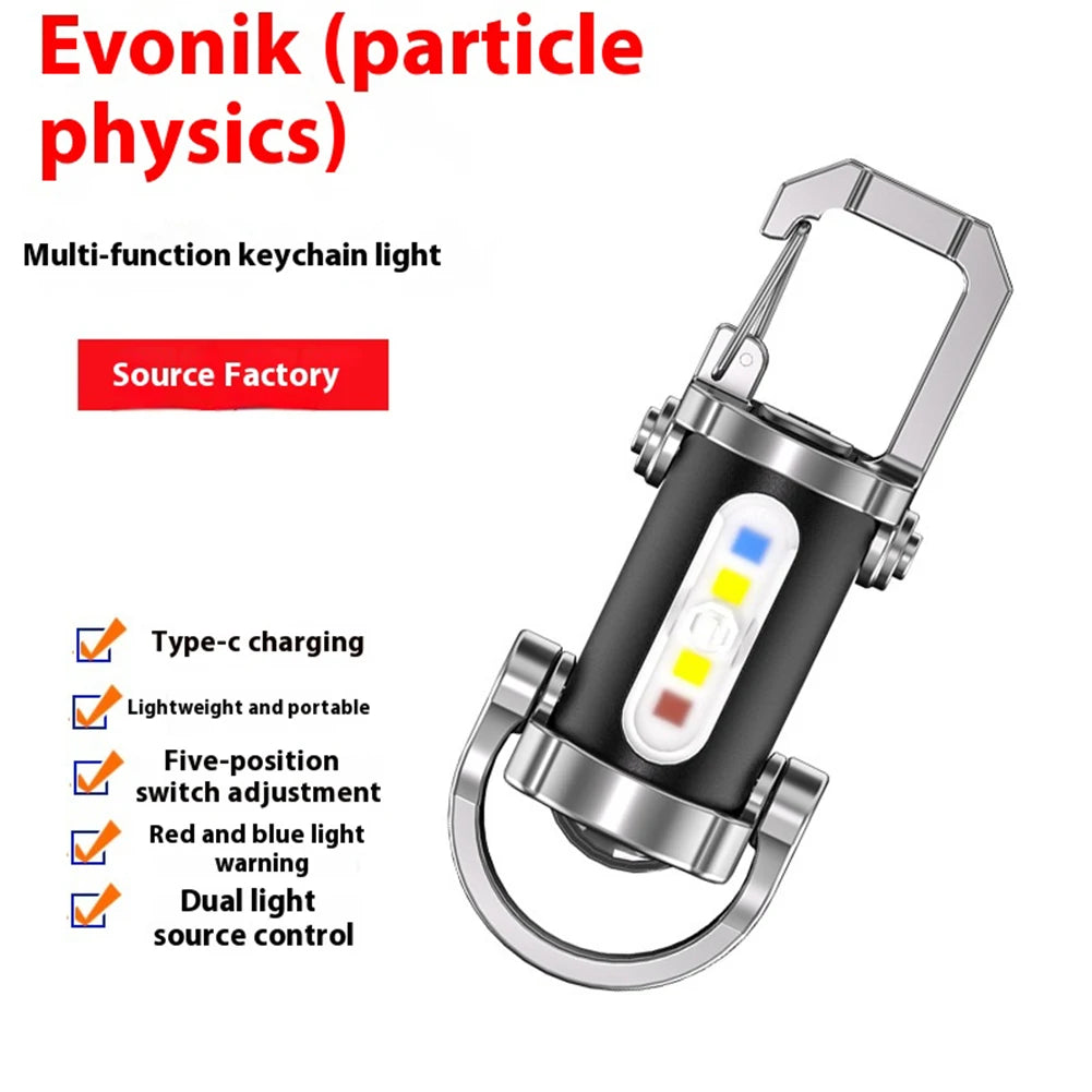 Mini Flashlight Multifunctional COB LED Keychain Flashlight 7 Gear Ultralight Camping Flashlight Waterproof for Camping Hiking