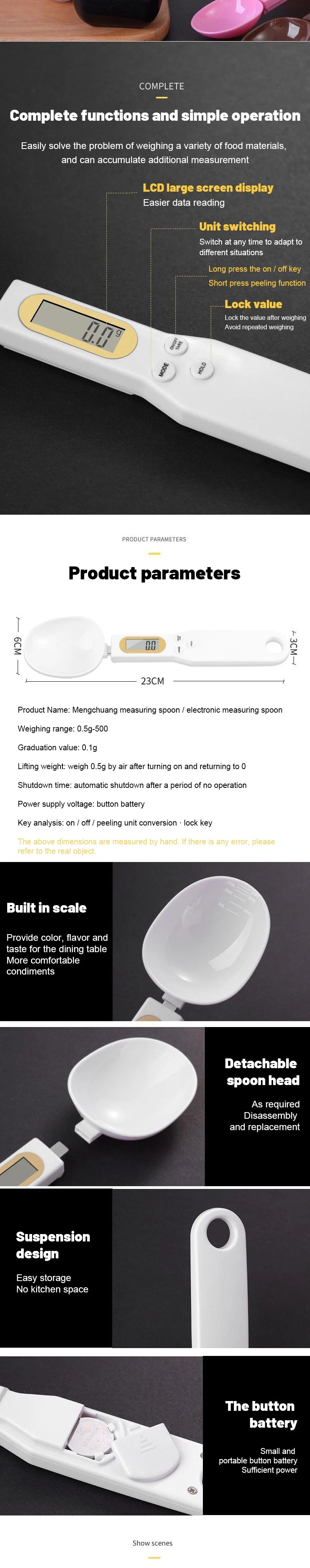 LCD Digital Measuring Spoon with Adjustable Weighing - Smarsty