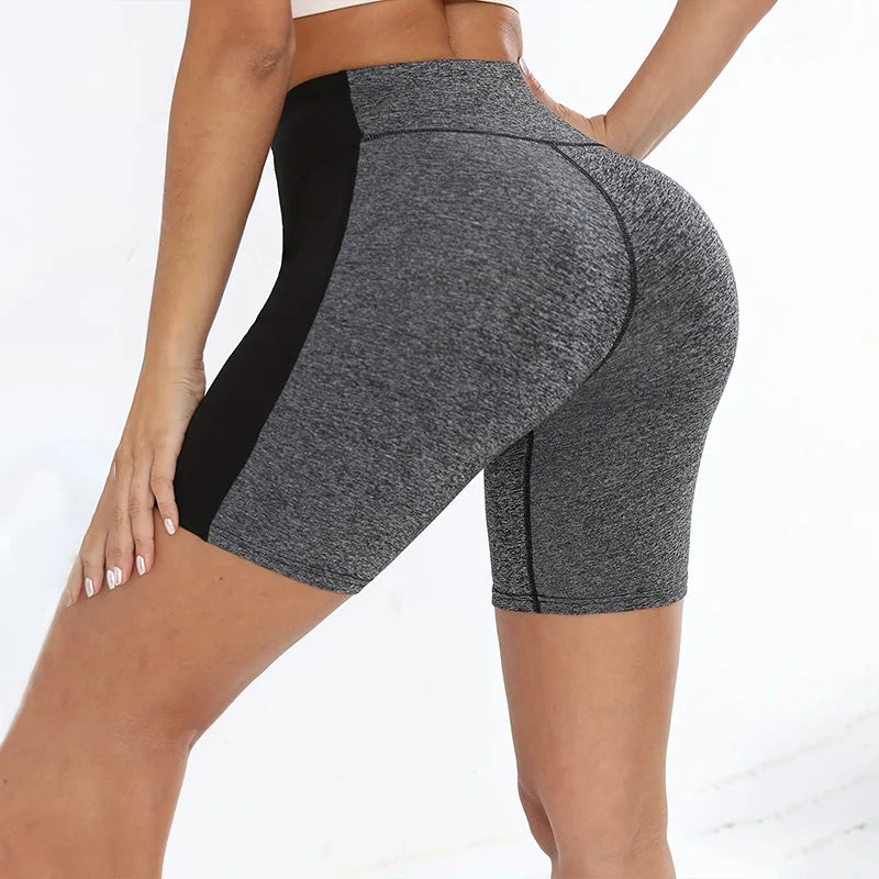 Colorblocked High Waist Yoga Shorts,Shorts for Women Tummy Control Workout Shorts for Women - Smarsty