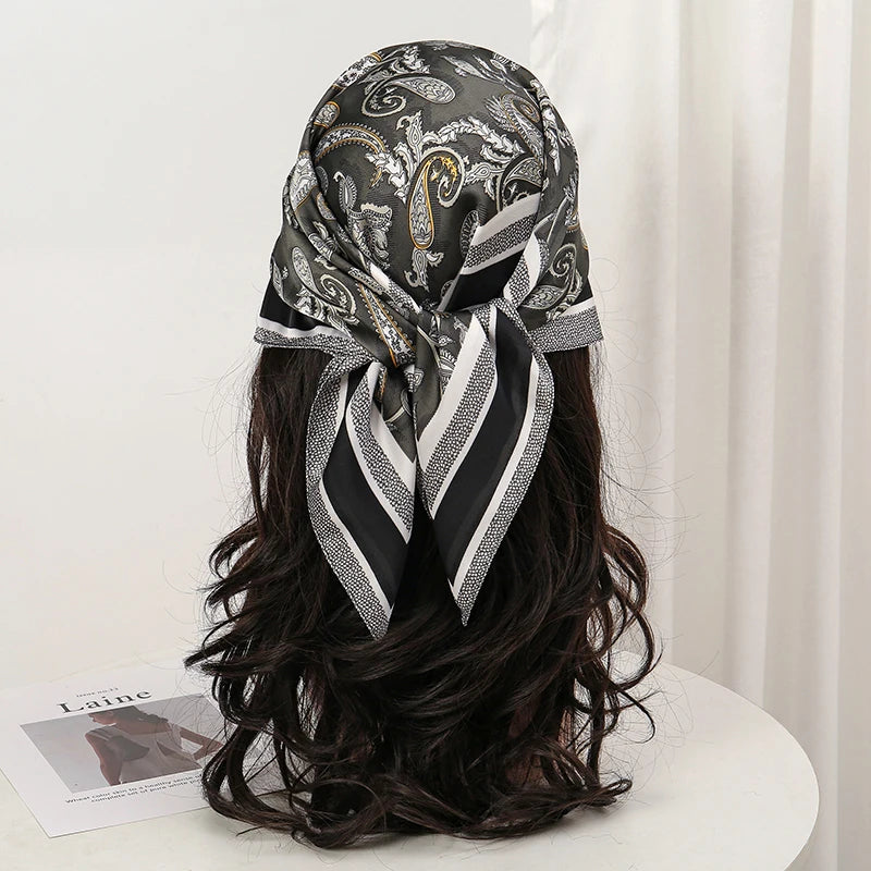 Bohemian Floral Print Silk Scarf for Women Sun Protection - Smarsty