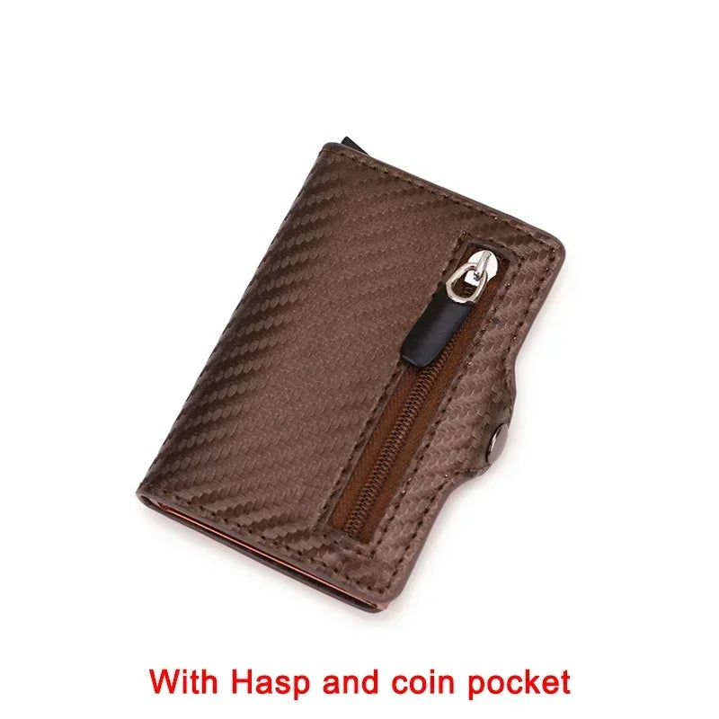 Carbon Fiber Rfid Blocking Men ID Credit Card Holders Wallet Leather Metal Business Bank CreditCard Cardholder Case Carteras