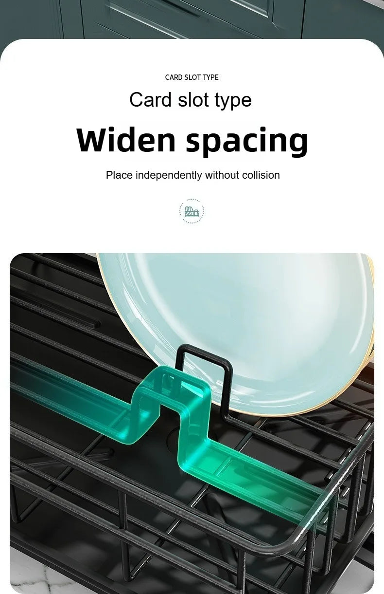 Single Layer Hollow Dish Rack Kitchen Countertop Rack with Drainage Tray Multifunctional Tableware Rack Rust Resistant Durable