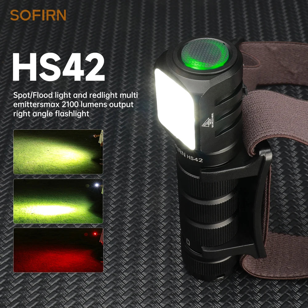 SOFIRN HS42 Headlamp 2100lm 18650 EDC USB C Rechargeable with Power Bank Flashlight SST40 LED Torch with Magnetic for Camping