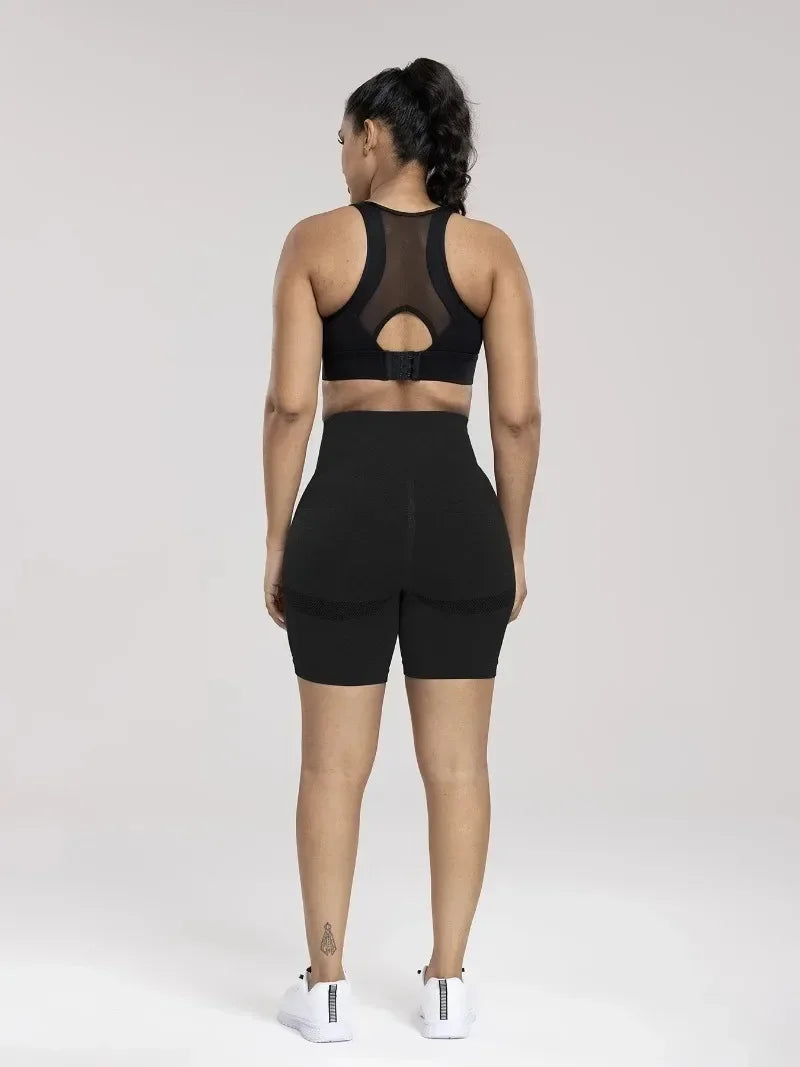 Seamless Sports Women Shorts Muliticolor Yoga Shorts Stretchy High Waist Running Cycling Leggings Hip Liftting Solid Gym Shorts - Smarsty