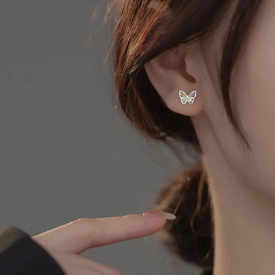 925 Silver Tragus Piercing Helix Studs Butterfly Heart - Smarsty