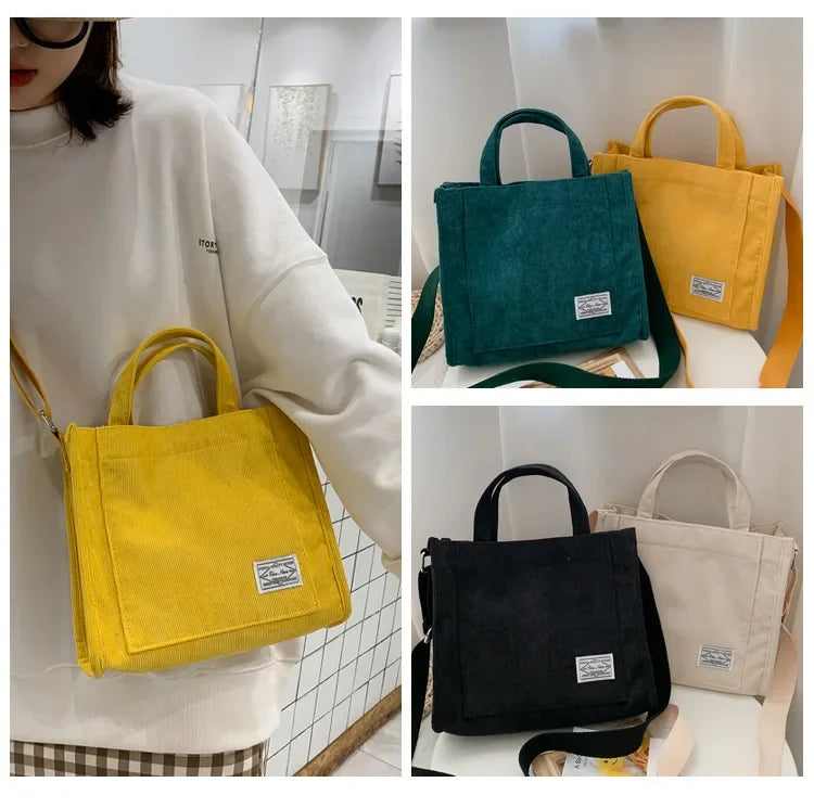 Corduroy Women Handbag Large Capacity Shoulder Bag - Smarsty