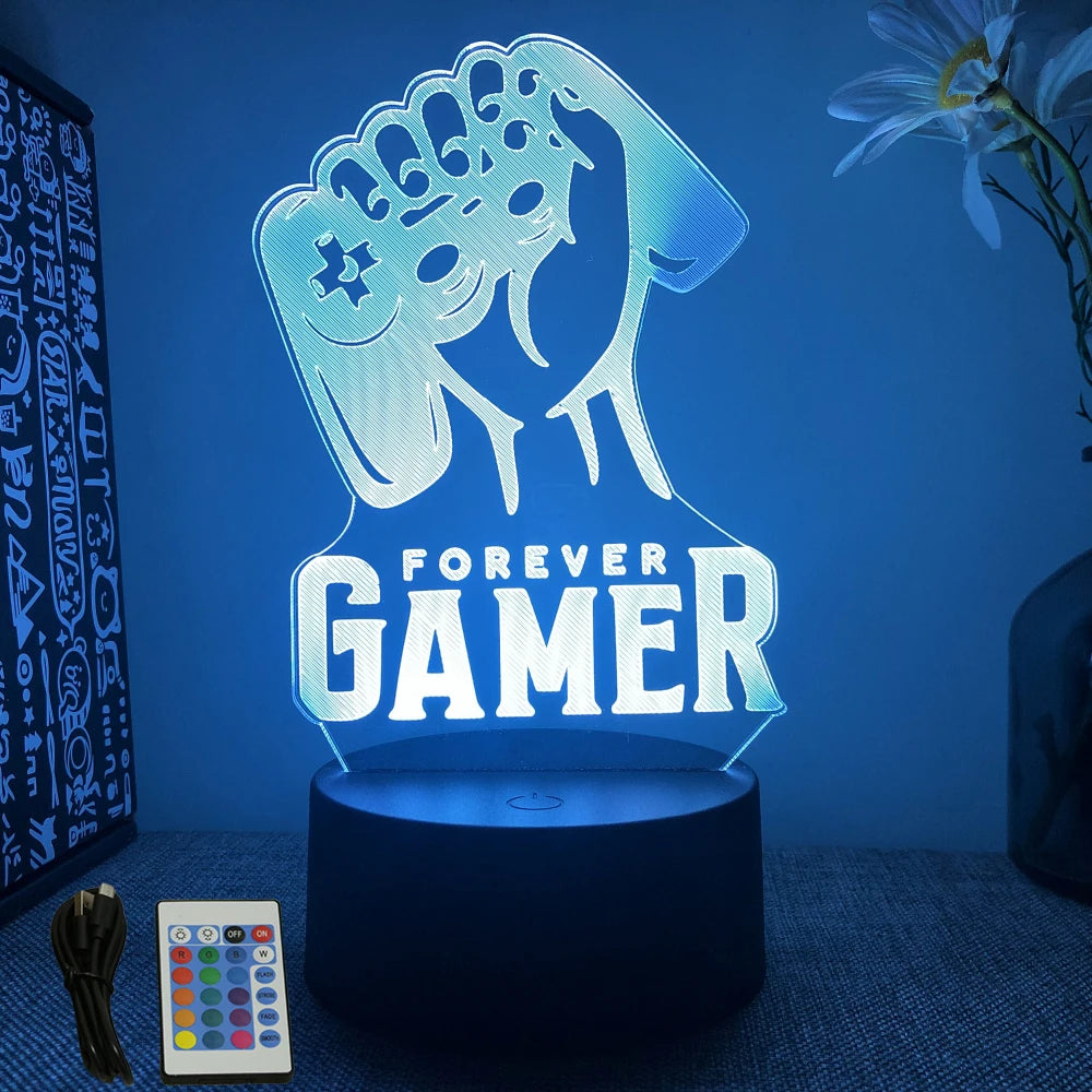 Neon Gamer 3D LED Night Light for Kids - Smarsty
