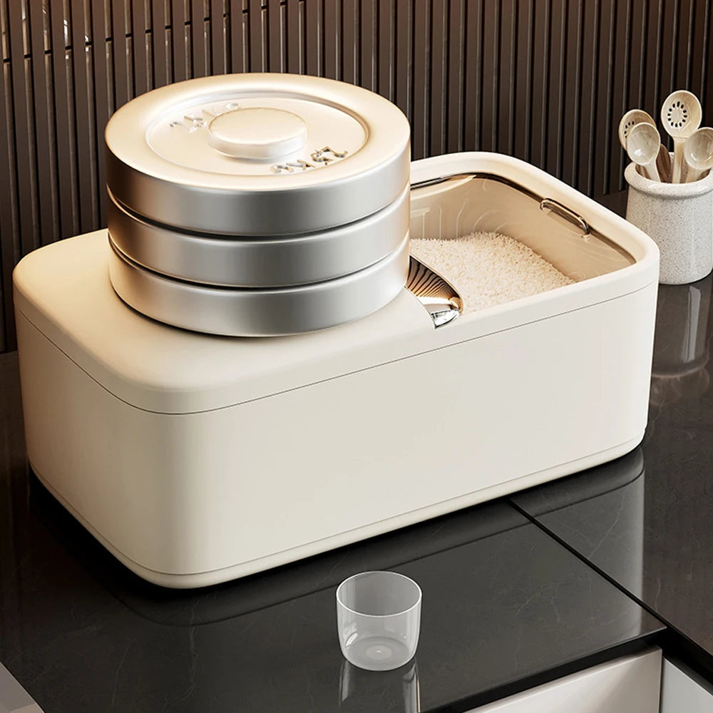 10KG Rice Storage Box Home with Lid Insect Proof Moisture Proof Rice Box Grain Sealed Jar Kitchen Container Storing Dry Grain by Smarsty