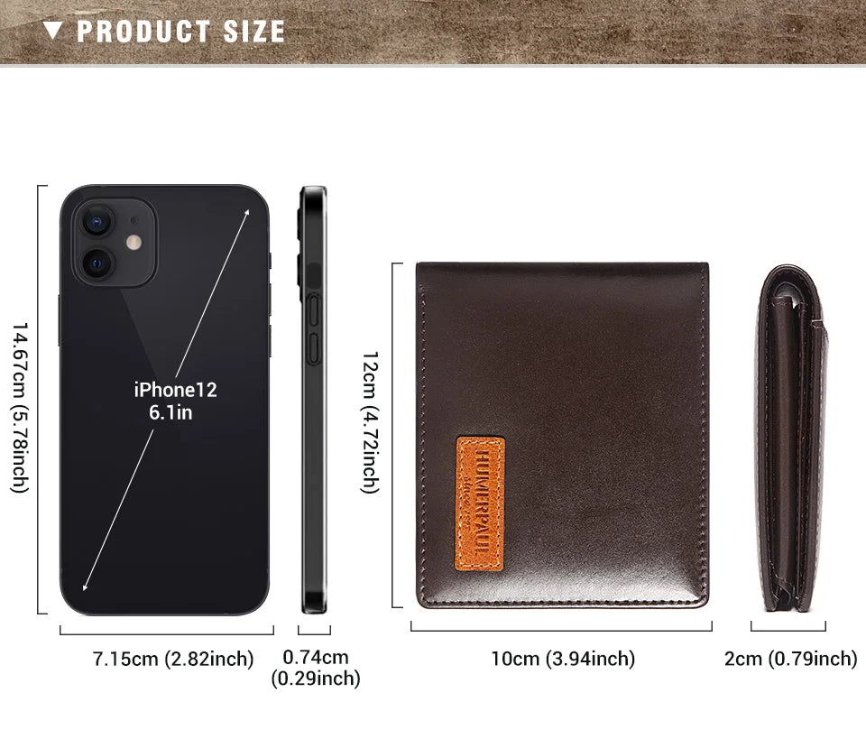 HUMERPAUL Airtag Wallet For Men Real Leather RFID Trifold Card Holder Case with ID Window Slim Anti-lost Purse - Smarsty