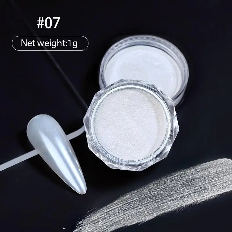 Aurora Pearl White Nail Glitter Powder for Stunning Designs - Smarsty