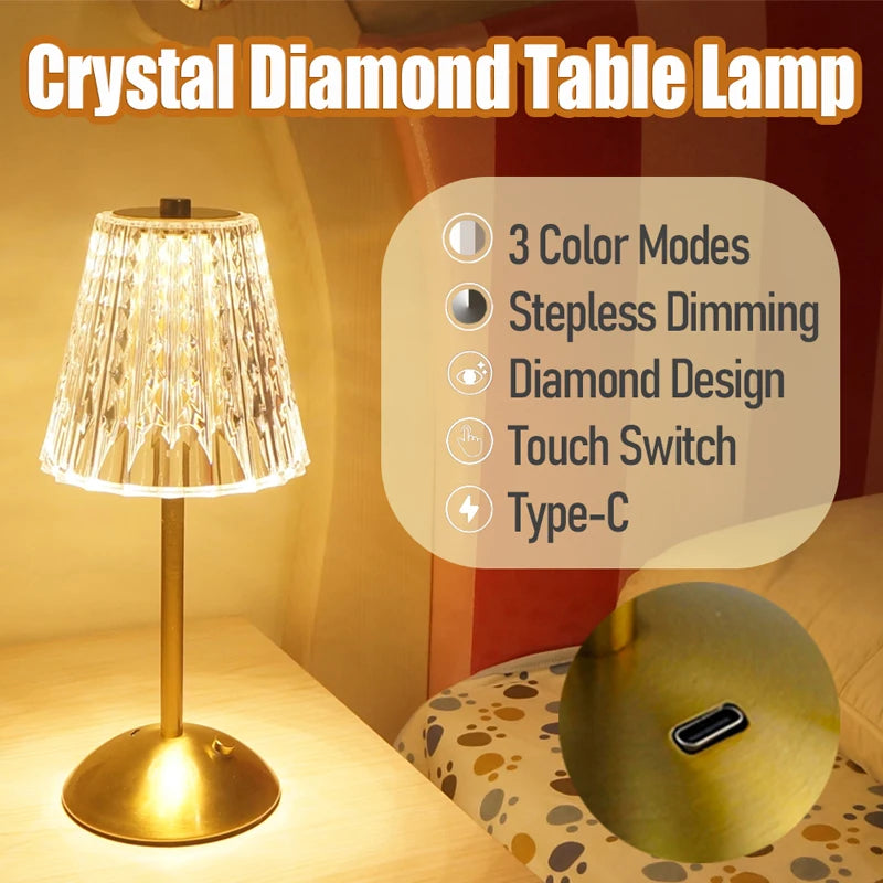 Rechargeable Wireless Table Lamp for Bedroom Decor - Smarsty
