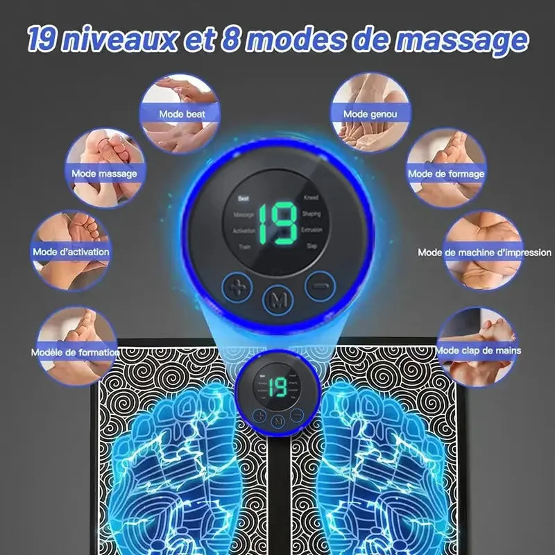 Electric Foot Massager Pad with Remote and 19 Strength Levels - Smarsty