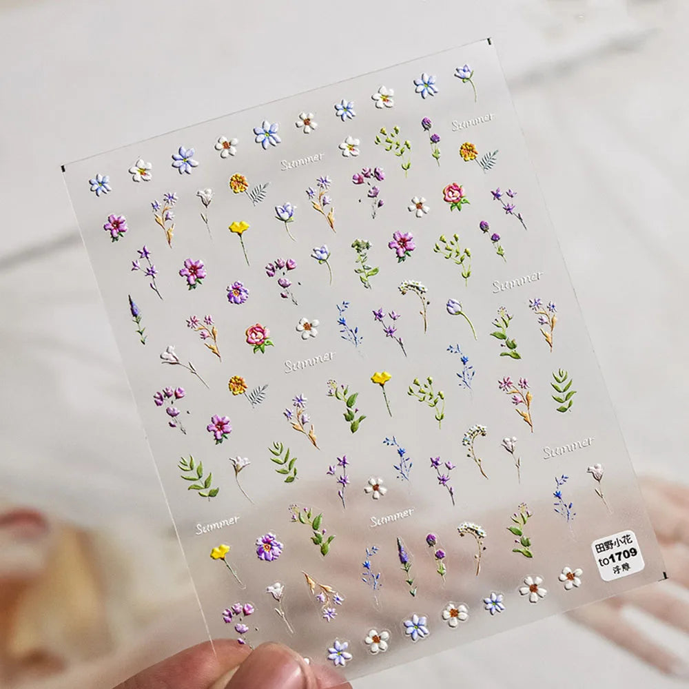 Summer Floral Nail Stickers for Elegant Manicure Decor - Smarsty