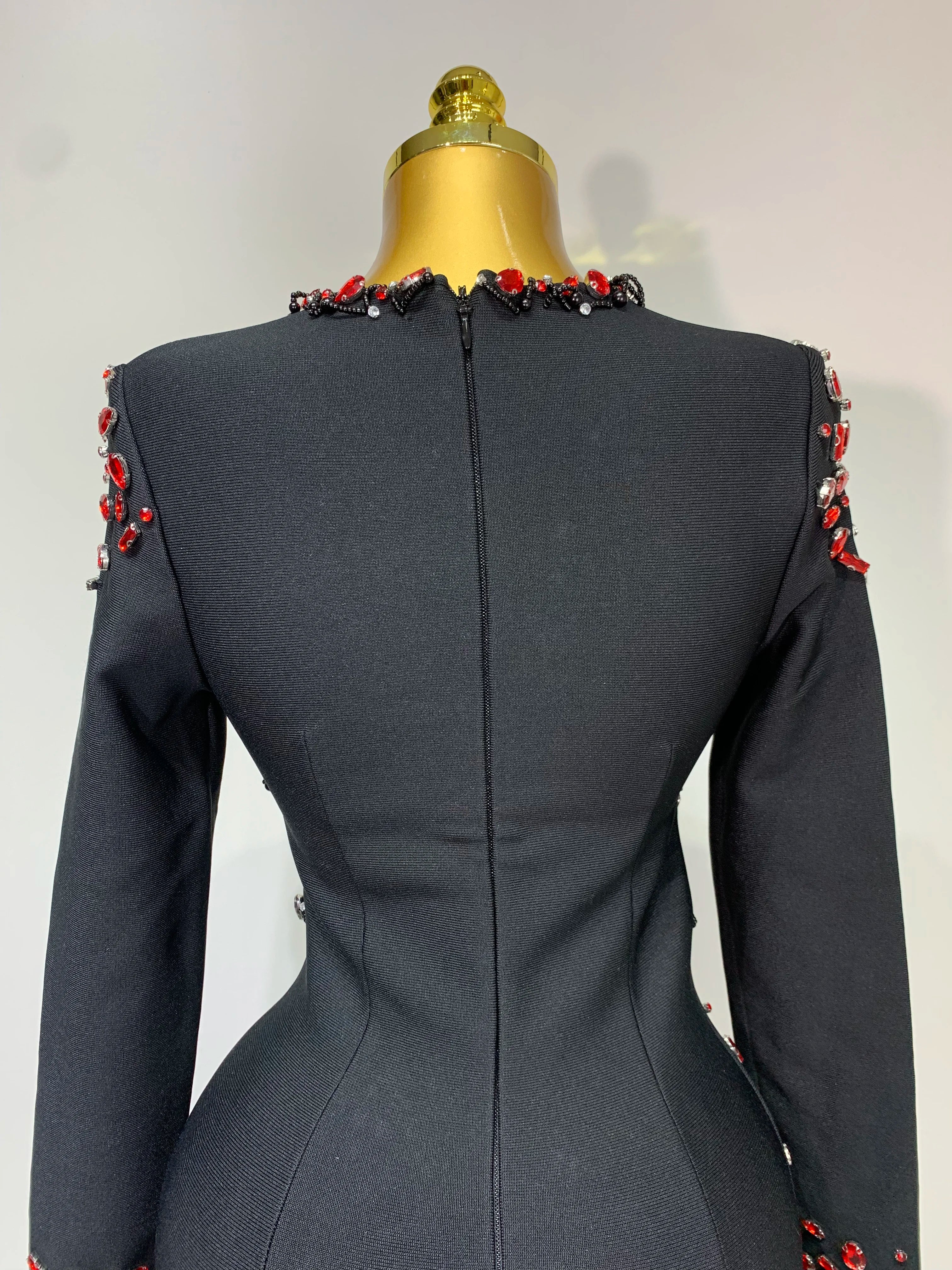 Luxury Birthday Women Celebrity Sexy Long Sleeve V Neck Rhinestone Black Bandage Dress 2025 Elegant Evening Club Party Dresses