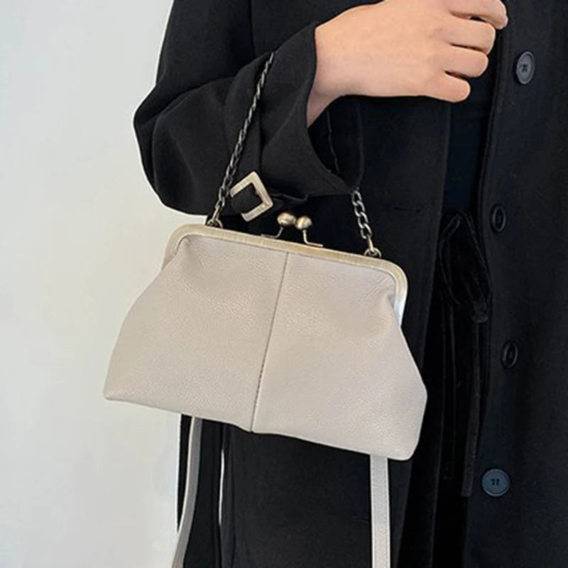 Vintage Soft Skin Shell Bag Lychee Pattern Crossbody - Smarsty
