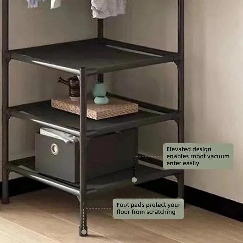 Corner Coat Hat Rack Multifunction Multi-Layer Floor Standing Corner Hanger Detachable Removable Metal Clothing Storage Shelf