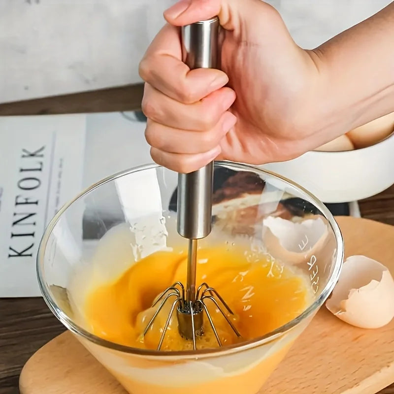 Stainless Steel Egg Beater Durable Semi-Automatic Mixer for Effortless Egg Cream Mixing Stirring and Beating for Kitchen Baking - Smarsty