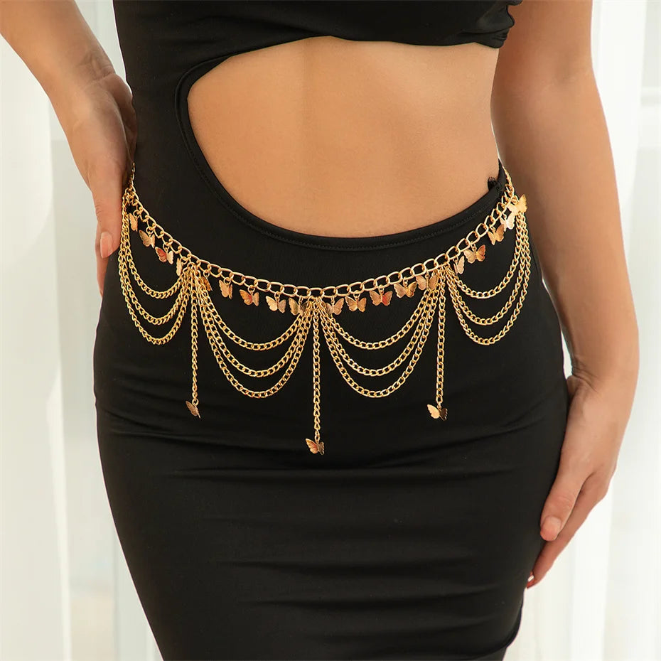 Multilayer Butterfly Pendant Belly Chain for Women - Smarsty