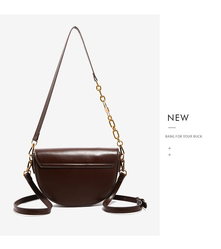 Small Leather Saddle Bag For Women Crossbody Vintage Style - Smarsty