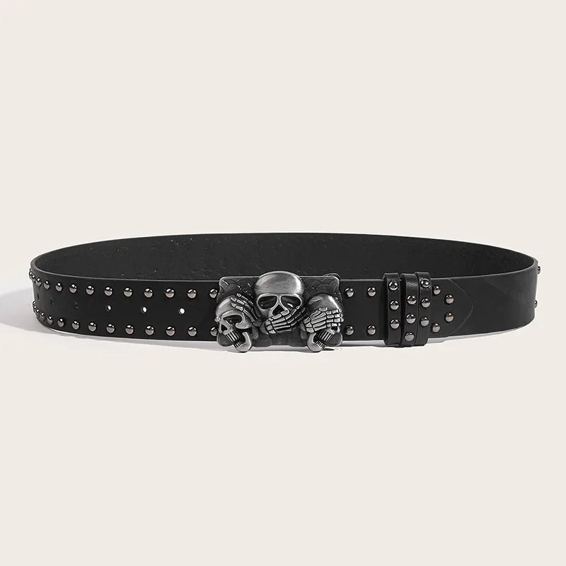 Luxury Punk Goth Rivet Unisex Designer Belt Black - Smarsty