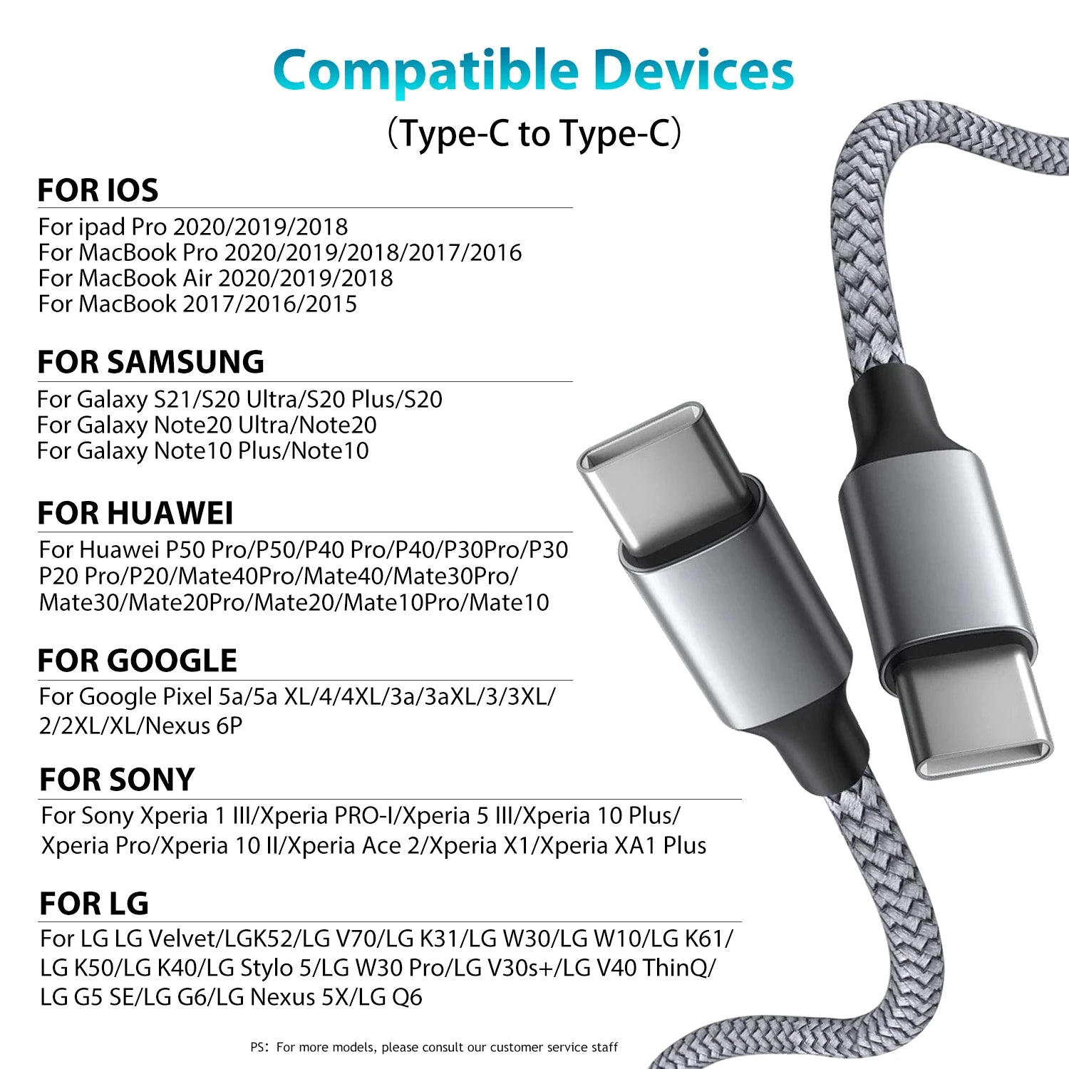 Type C to Type C PD 60W Fast Charging Cable Type C 3m 5m 8m 10m Extending Data Cable for iPhone 15 Pro Max Huawei Xiaomi Samsung - Smarsty