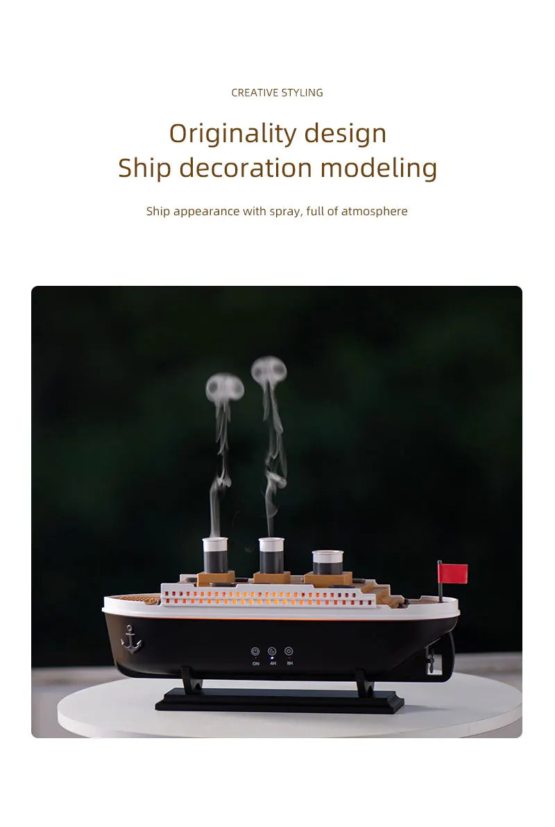 Ship Train Shape Ultrasonic Humidifier With Colorful Lights - Smarsty