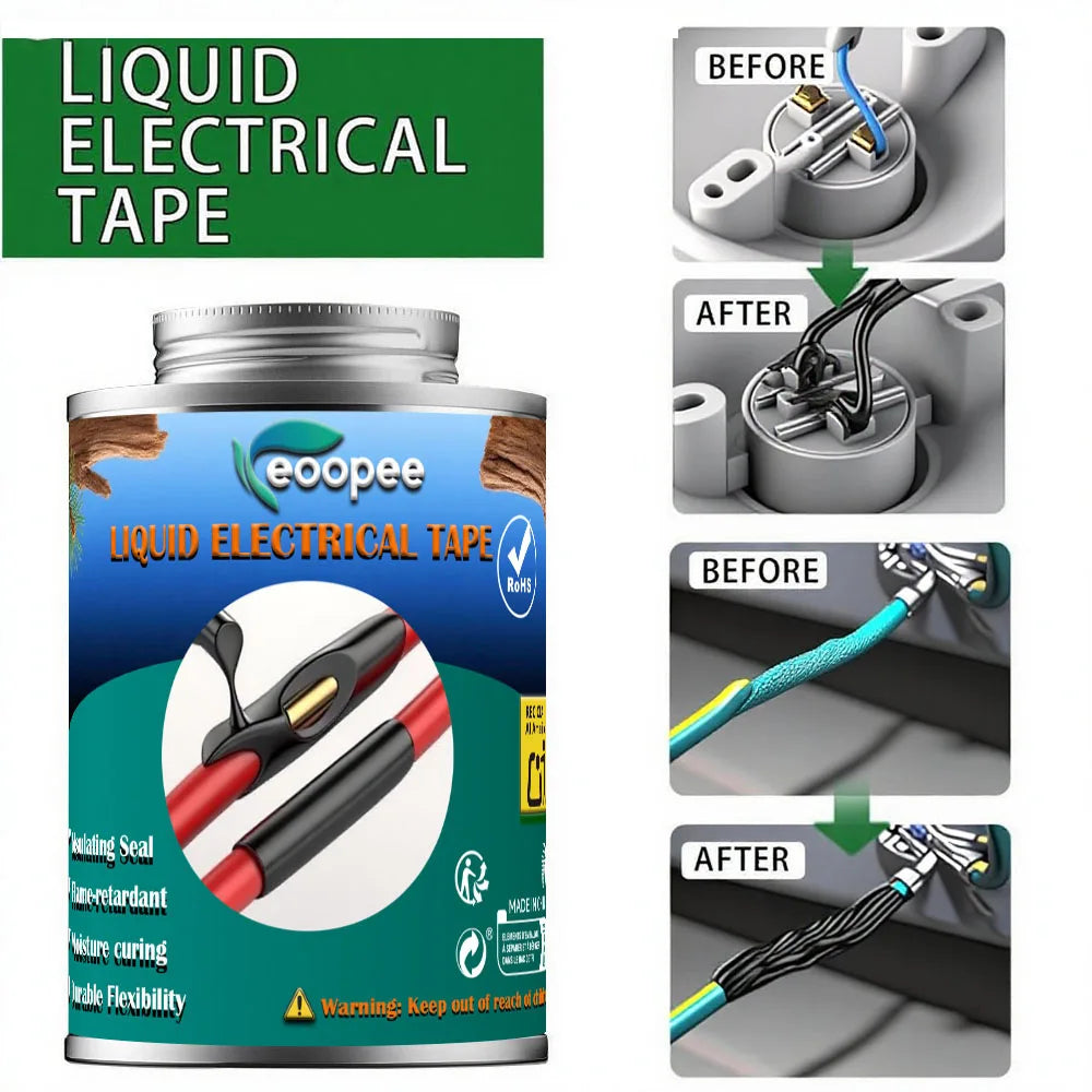 Liquid Waterproof Electrical Tape Epoxy Resin Black Glue Quick Drying Sealant For Wires And Cables Home Use Fix Line Glue - Smarsty