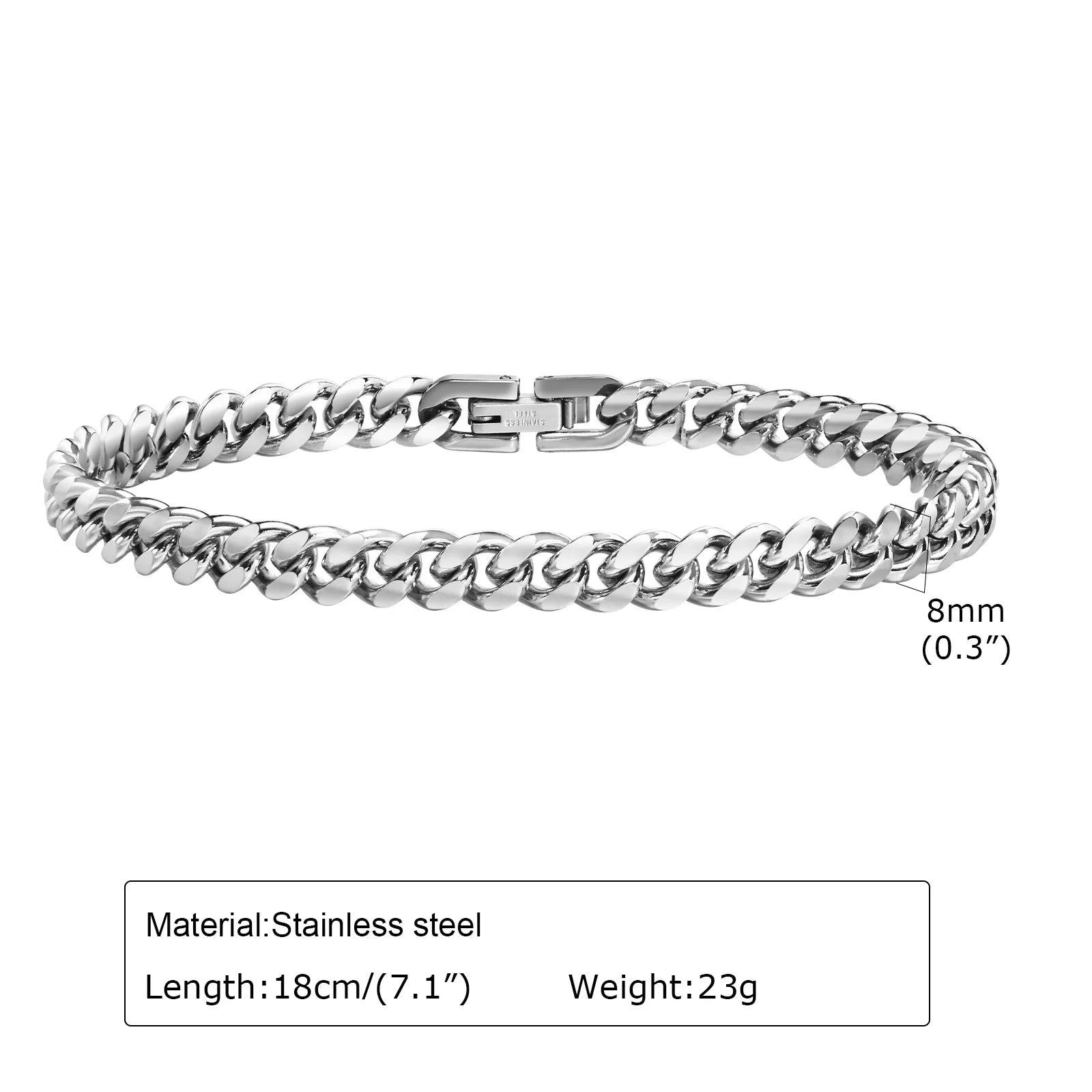 Vnox Stainless Steel Cuban Chain Bracelet for Men Women - Smarsty
