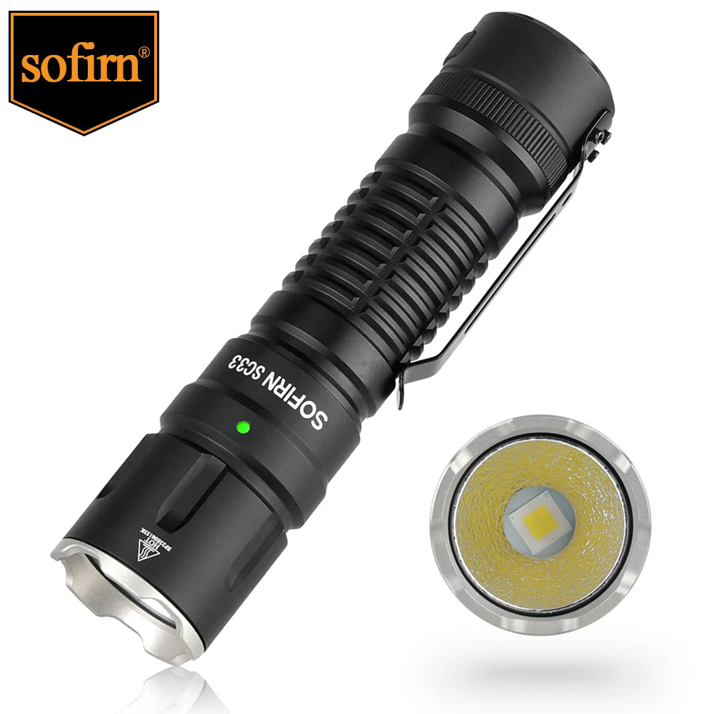 Sofirn SC33 XHP70.3 HI LED Flashlight Tactical 5200lm Powerful 21700 USB C Rechargeable Torch with Tail E-switch Outdoor Light by Smarsty