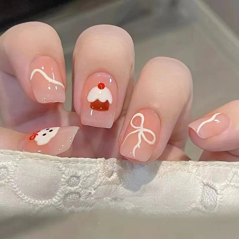 24Pcs Cute Pink Cat Eye Press On Nails Set - Smarsty