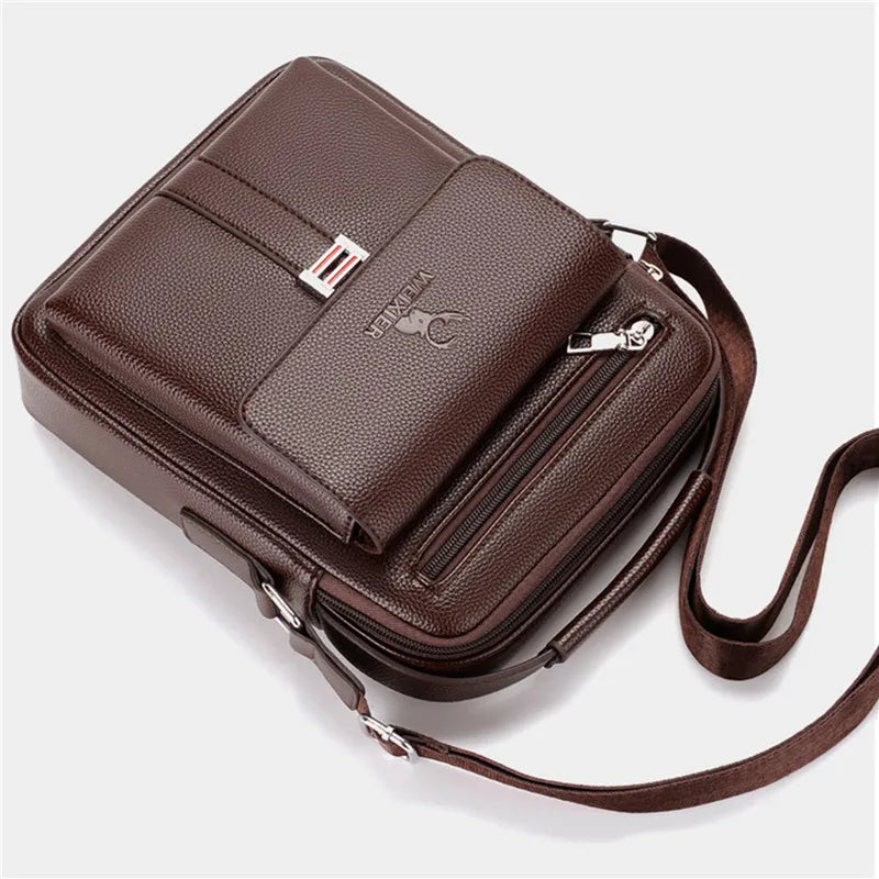 Mens Crossbody Bag Waterproof PU Leather Large Capacity - Smarsty