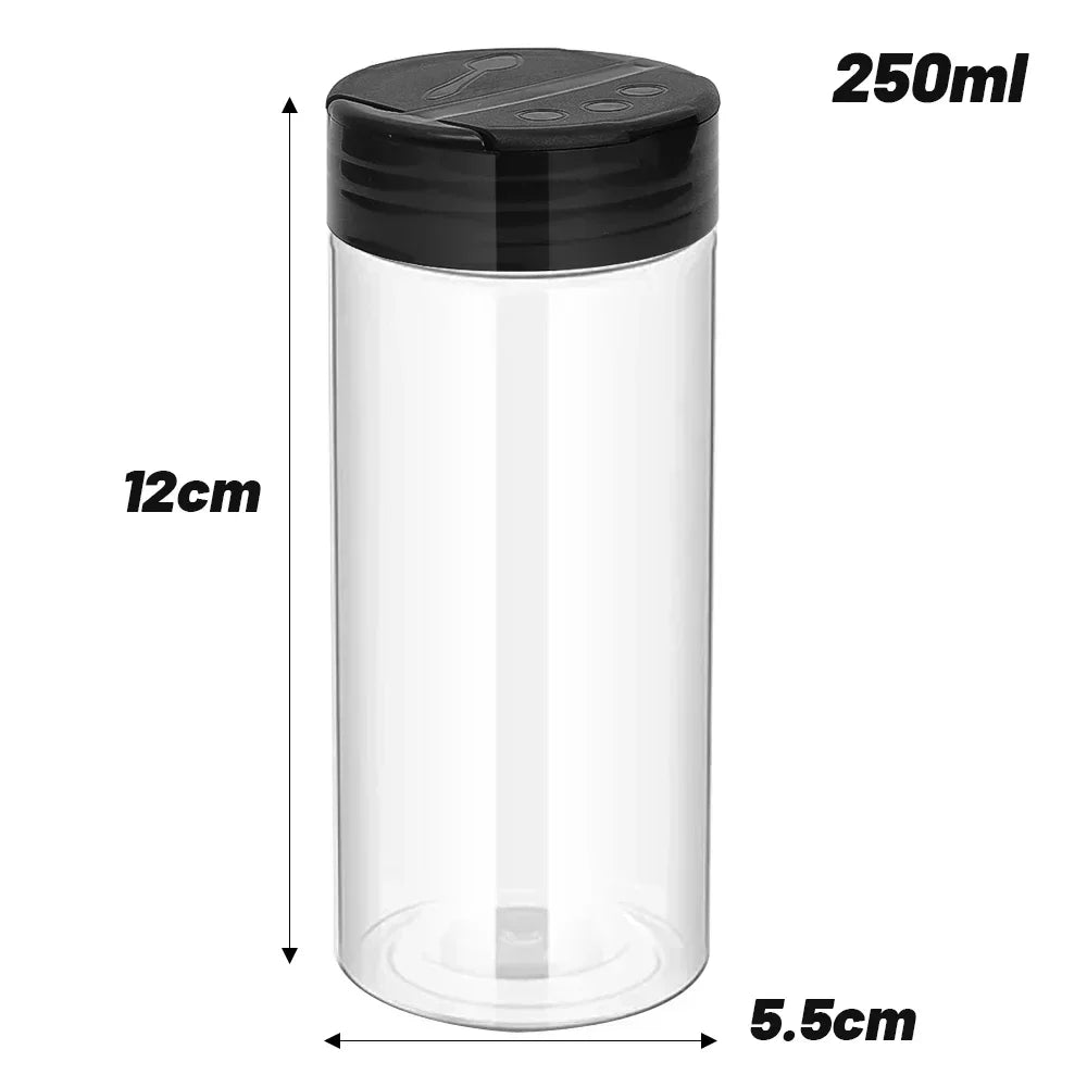 1/12x Plastic Spice Jars with Shaker Lids Transparent Safety Plastic Bottles for Home Kitchen Storing Spices Seasoning Powders by Smarsty