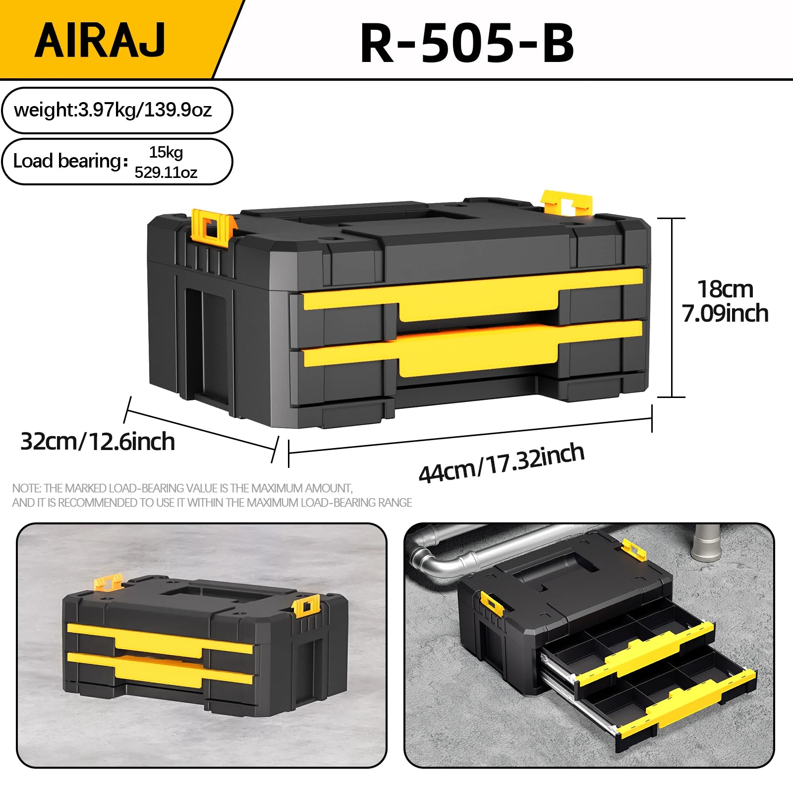 AIRAJ MultiFunctional Tier Stackable Rolling Plastic Portable Folding Tool Storage Box , Suitable for Garage Storage