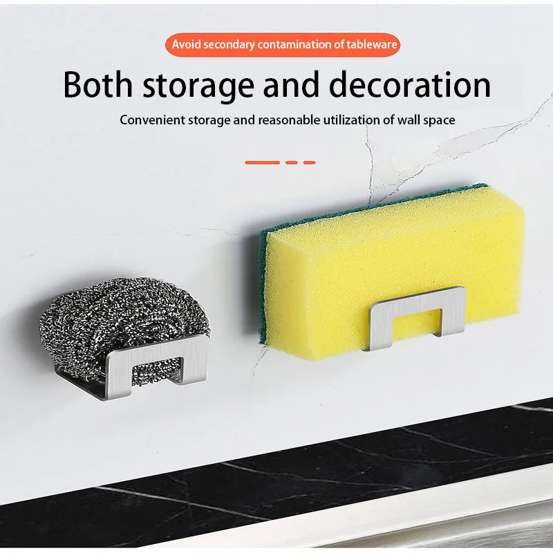 Stainless Steel Sink Tray Drainer Rack with Self Adhesive Hooks - Smarsty