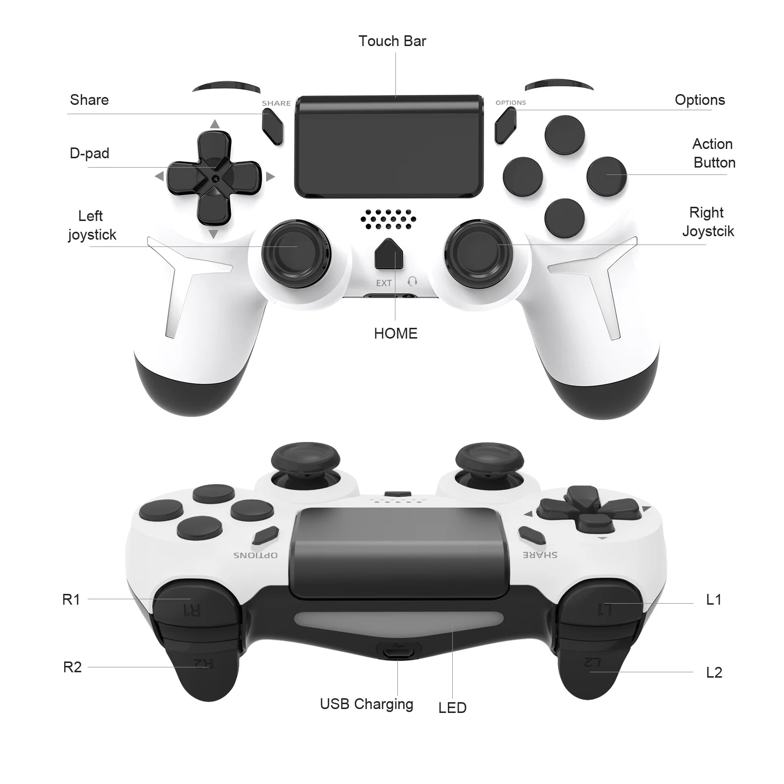GAMINJA Wireless Gamepad Bluetooth Controller for PS4 PC - Smarsty
