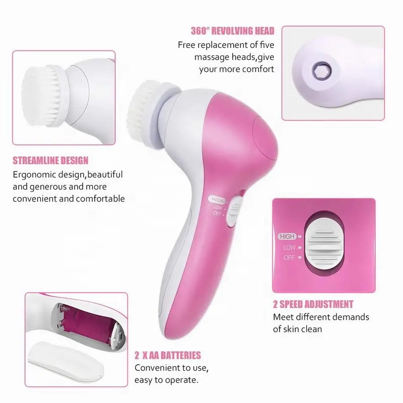 5 in 1 Electric Facial Cleaner with Vibration Massage - Smarsty