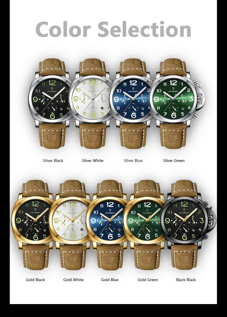 Luxury Waterproof Military Watch for Men Luminous Leather - Smarsty