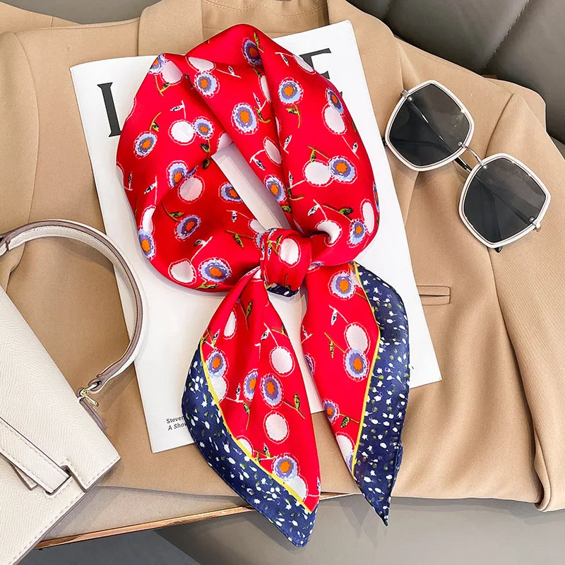 Satin Silk Square Scarf for Women Sun Protection - Smarsty