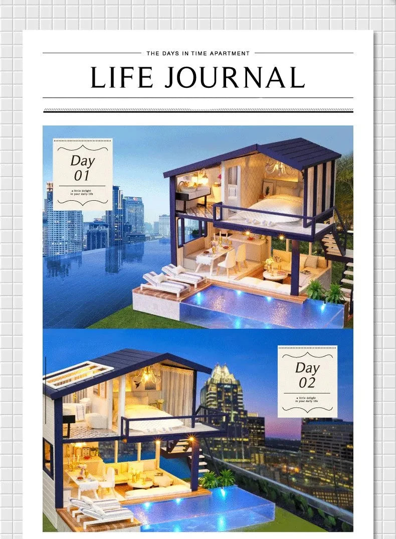 DIY Doll House Miniature Dollhouse With Furnitures Wooden House Miniaturas Toys For Children New Year Christmas Gift A by Smarsty