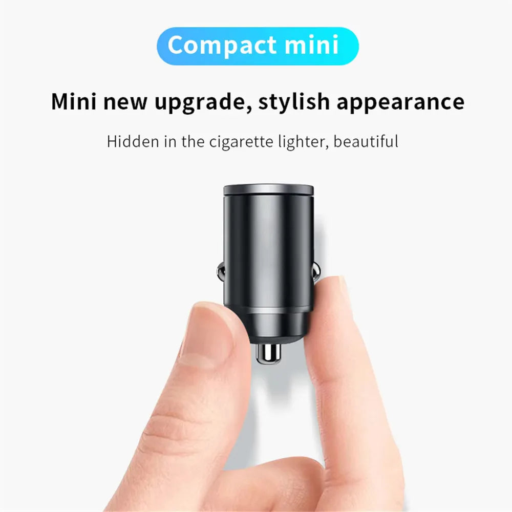 100W/200W QC3.0 PD Mini Car Charger 12-24V Lighter Fast Charging Car USB Type C Charger for Xiaomi Samsung Huawei iPhone Power - Smarsty