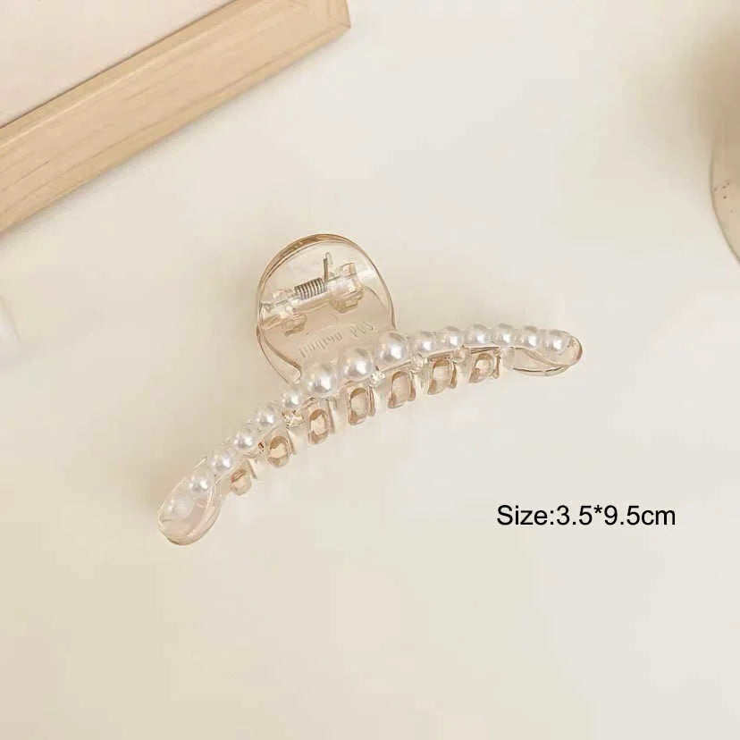 Large Pearl Hair Claw Clip Acrylic Fashion Barrette Stylish - Smarsty