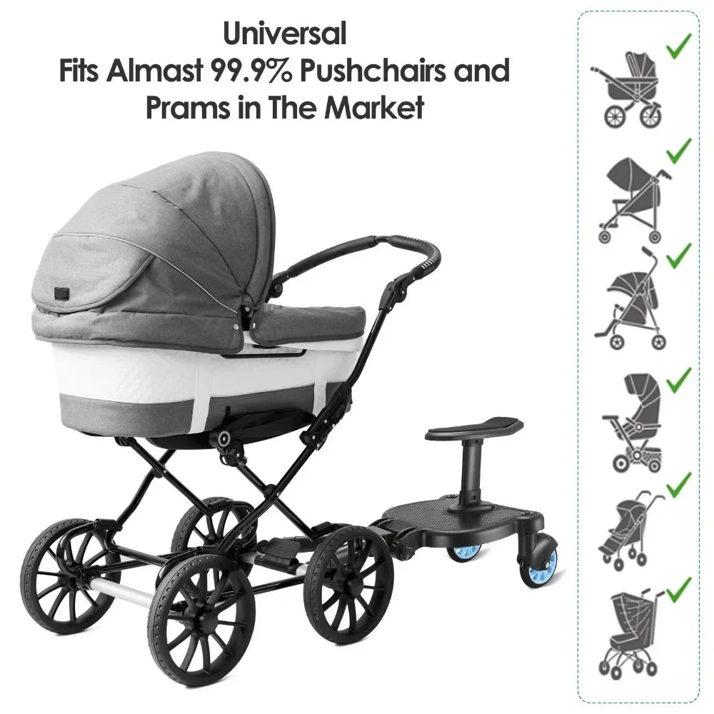 Universal Strollers Step Board Adapter with Seat Second Child Jogger Twins Scooter Baby Pram Hitchhiker Bumper by Smarsty
