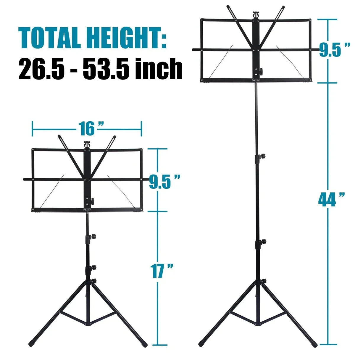 Music Stand 2 in 1 Dual Use Folding Sheet Music Stand Desktop Book Stand Portable and Lightweight - Smarsty