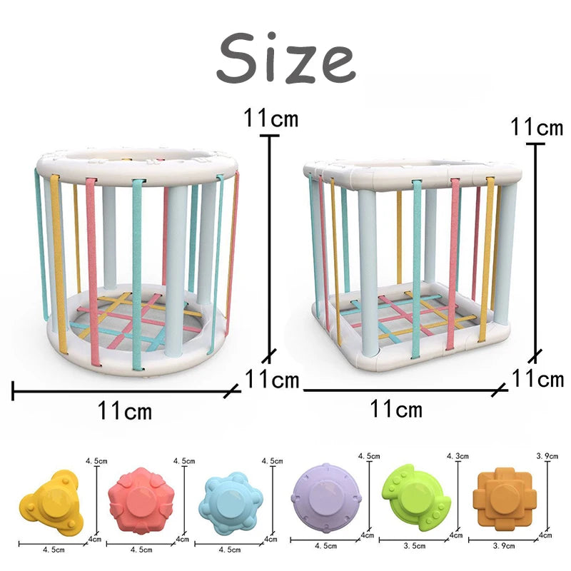 Baby Montessori Shape Sorter Cube Rainbow Colorful Blocks Sorting Game Infant Cognitive Grip Training Learning Educational Toy - Smarsty