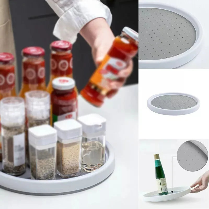 360 Degree Rotating Spice Organizer Non-Slip Turntable Shelf Storage Tray for Kitchen Cabinet Condiment Pantry Space Saver by Smarsty