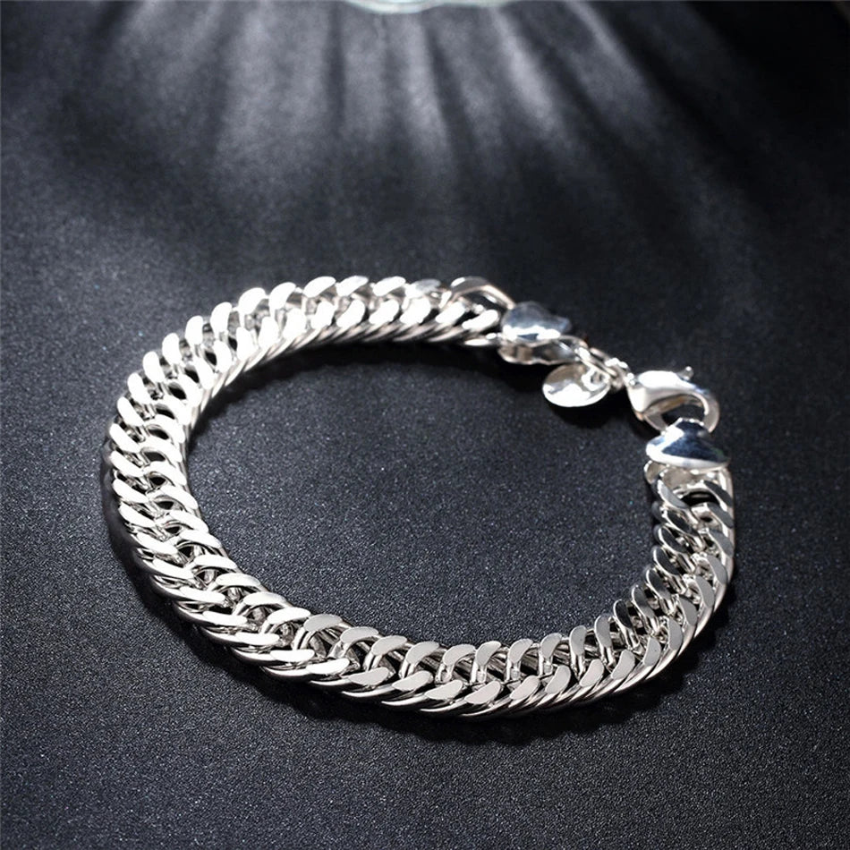 Sterling Silver Square Chain Bracelet Unisex Gift - Smarsty