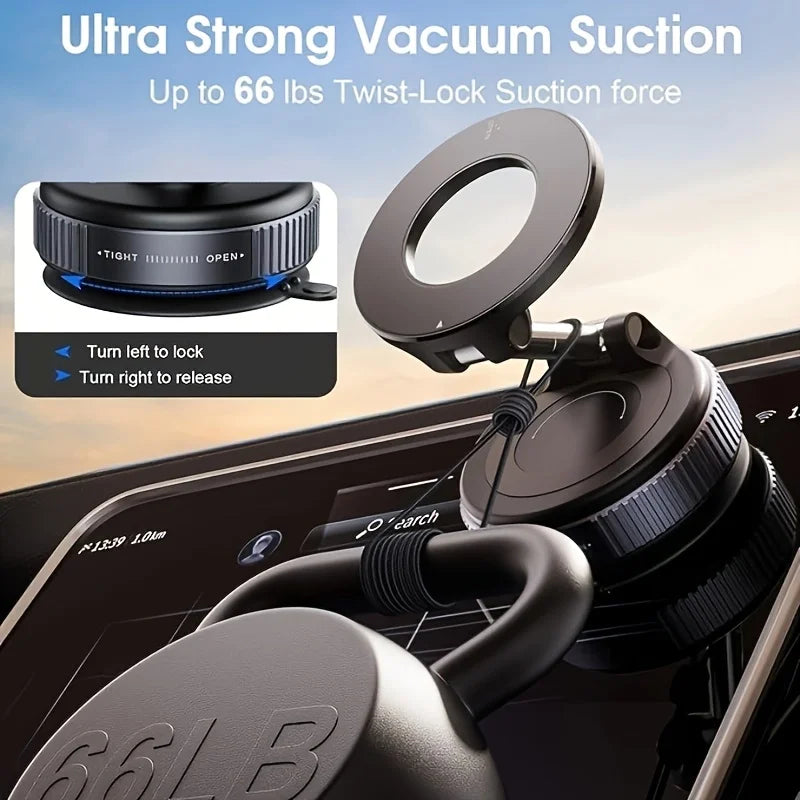 Novora Ultra Strong Vacuum Suction Car Phone Holder 360° Magnetic Mount with 66 lbs Twist-Lock Force Foldable & Magsafe Compatib