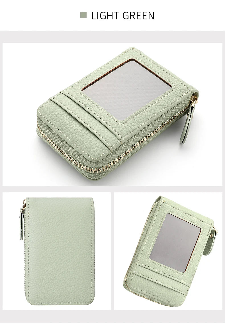 Fashion Pu Leather Zipper Short Mini Wallet Women Id Bank Card Holder Women Purse